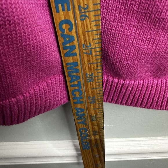 TALBOTS WOMENS SWEATER PINK CABLE YOKE LONG SLEEVE SIZE XL - Picture 7 of 9